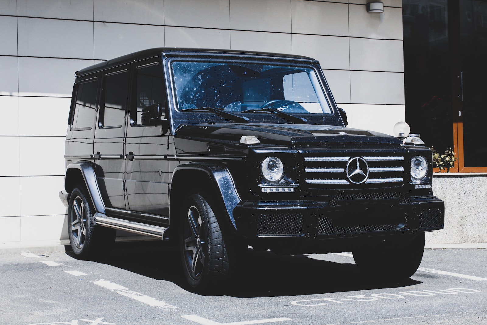 Black Mercedes Parked on the Parking Lot