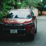 A Parked Red Toyota Corolla Cross