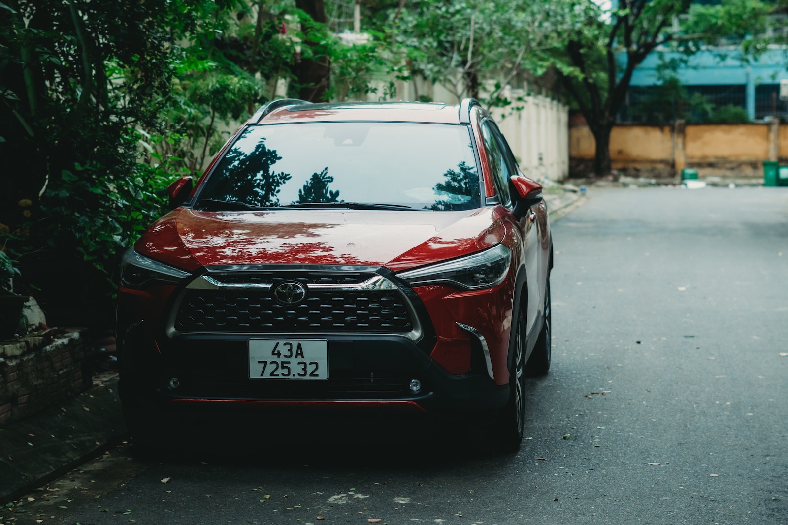 A Parked Red Toyota Corolla Cross