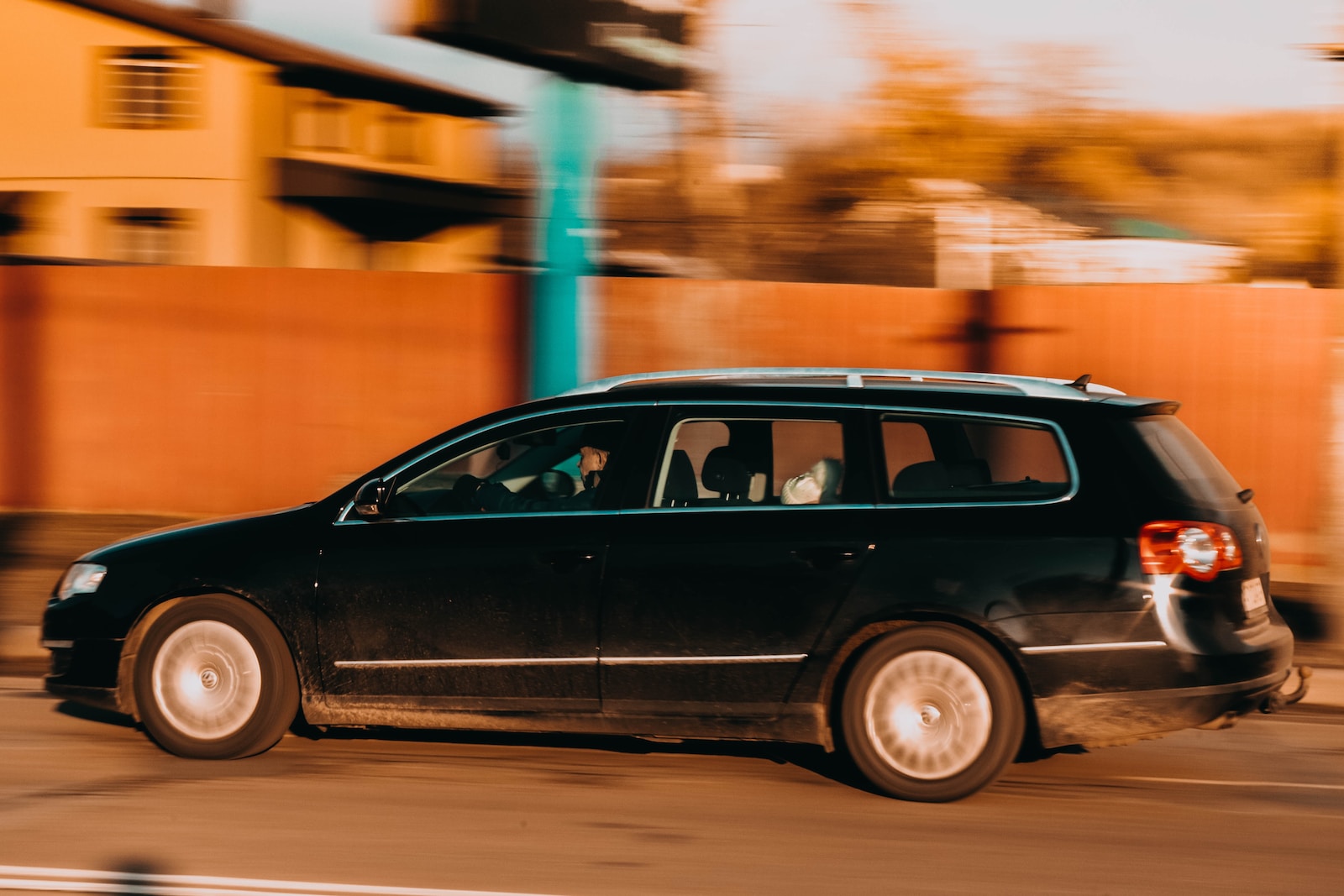 a black car on a road