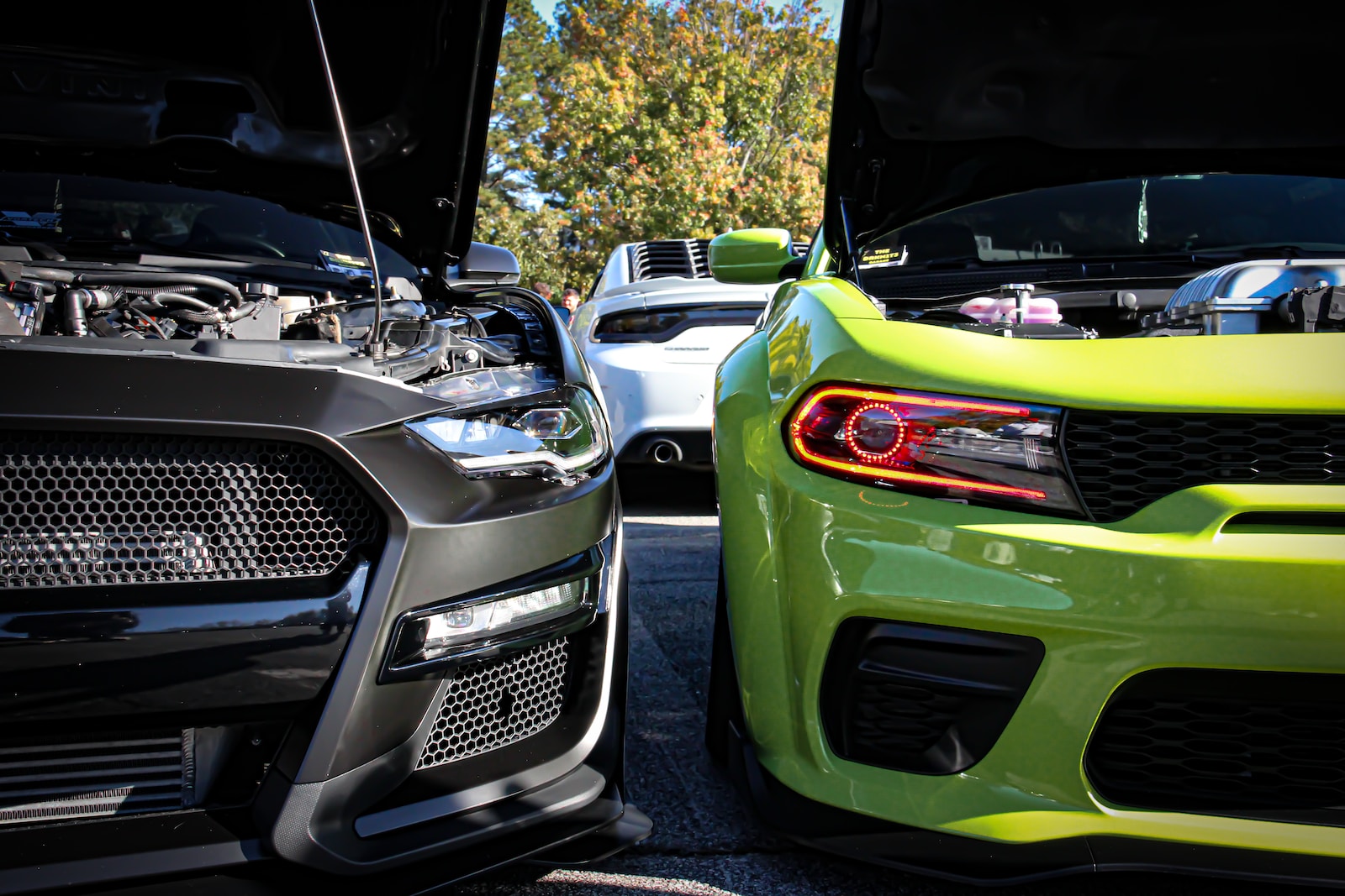 a couple of cars parked next to each other