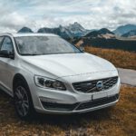 white Volvo SUV beside roadway