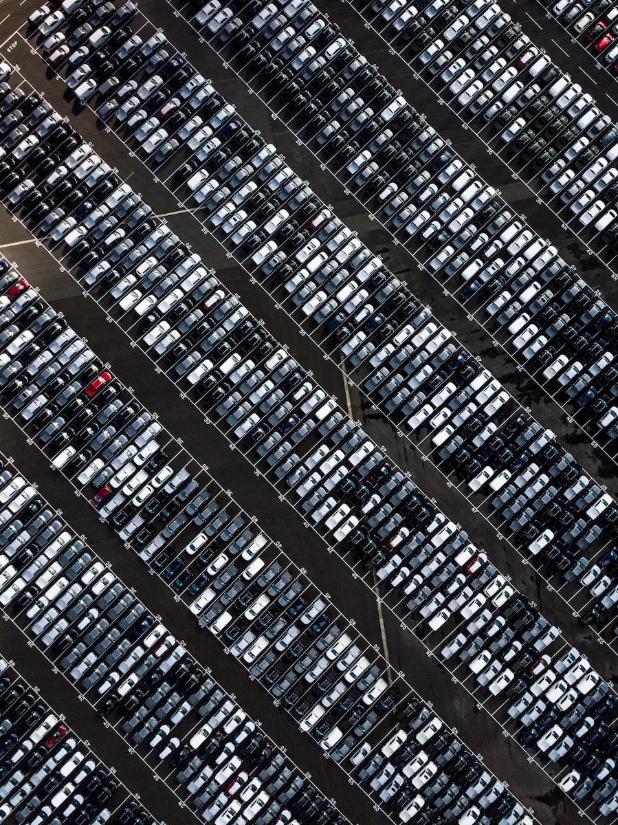 aerial photography of parking lot